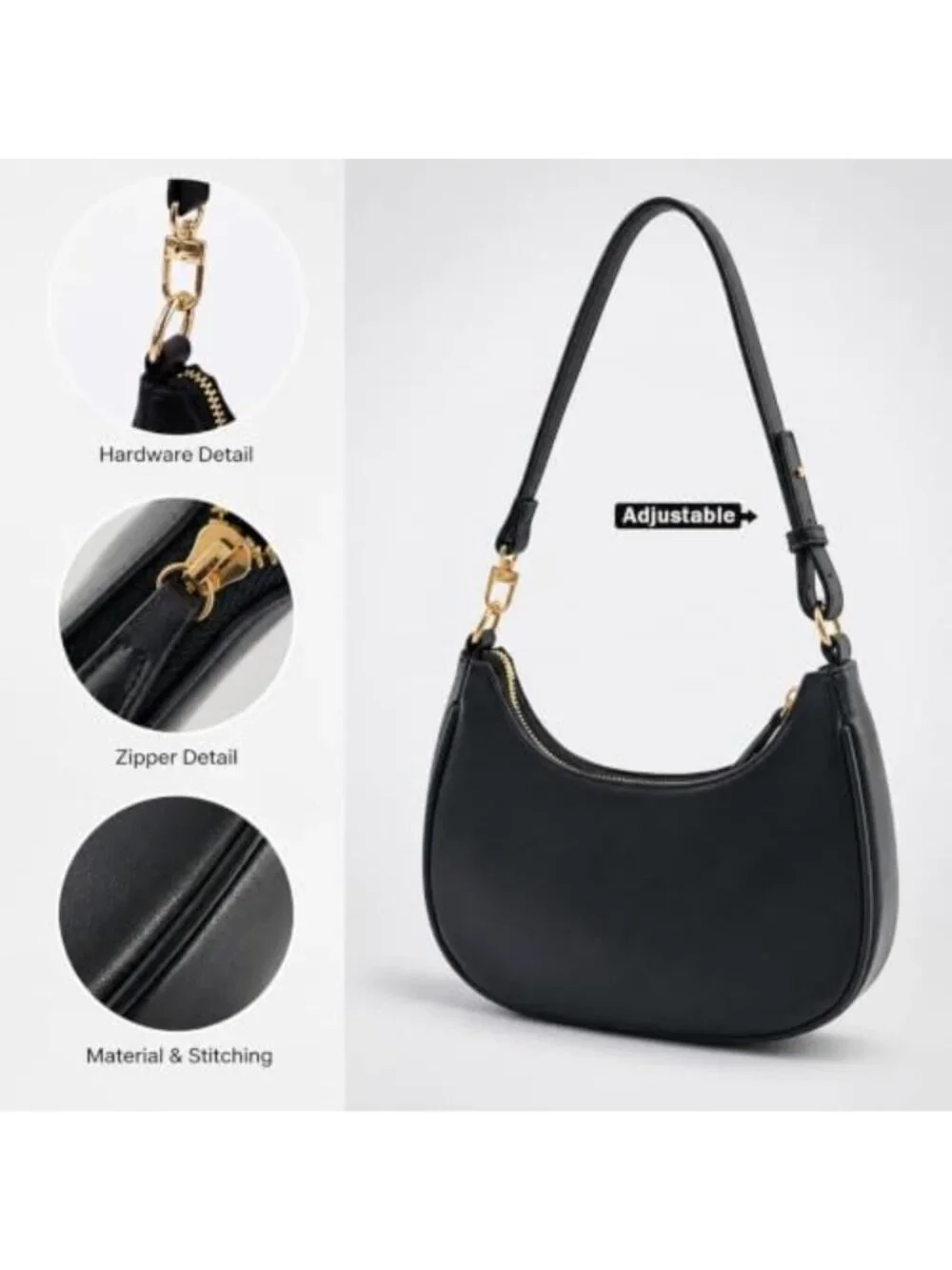 Chic Small Crescent Hobo Bag for Women, Stylish Underarm Purse, Versatile